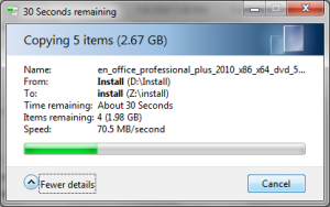 Copying a DVD image to the NAS