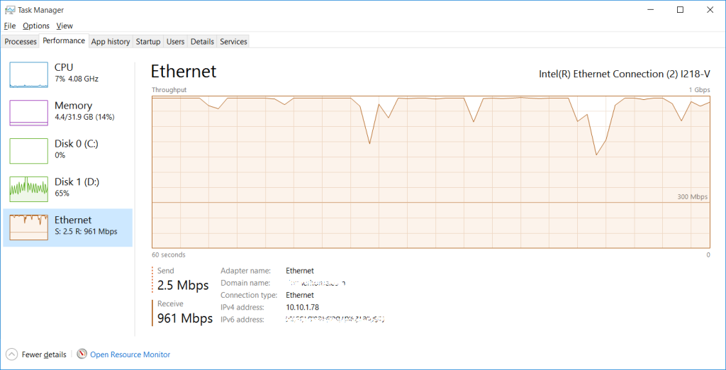 Network transfer rate