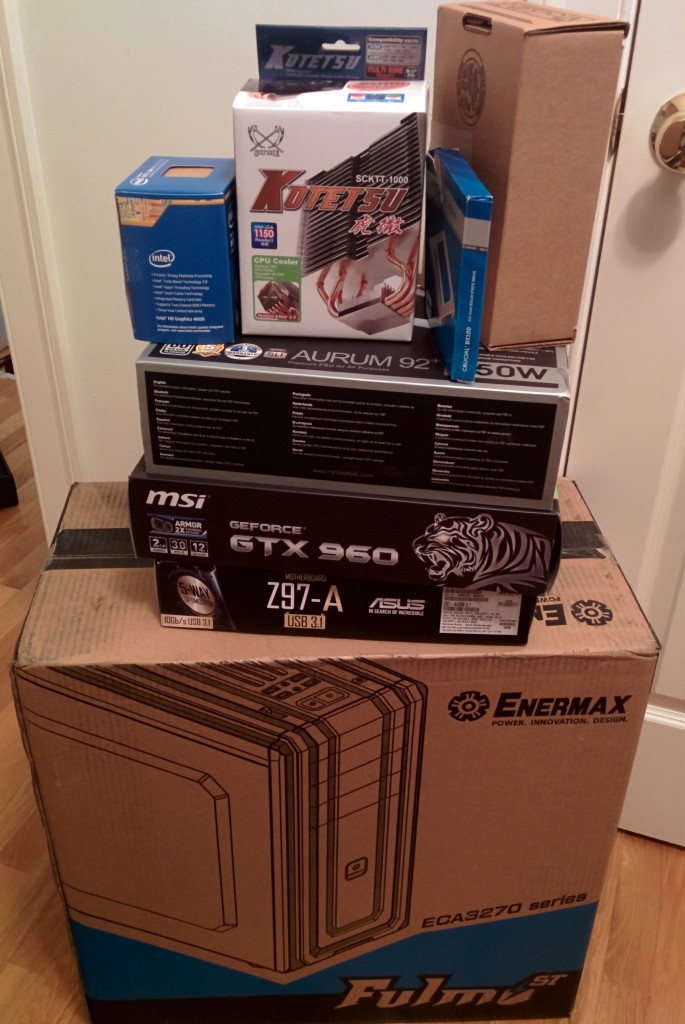 A stack of computer parts