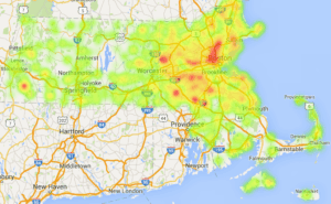 Ashley Madison Massachusetts Spending Heatmap