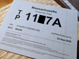 Temporary MA Trailer Plate